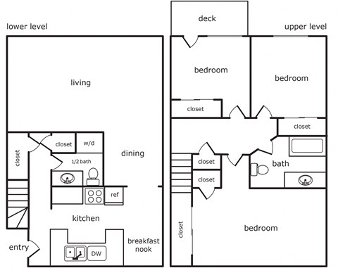 Floor plan for 3 beds, 1.5 baths, 1600 sqft